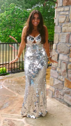 Silver formal dress thumbnail 1