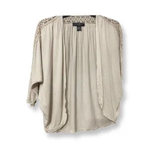 August Silk Lace Beige Cardigan Shrug Boho Chic PS Avant Garde Minimalist Indie thumbnail 4