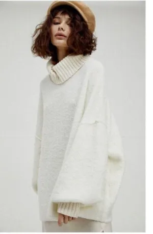 FREE PEOPLE Milo Tunic Sweater in Evening Cream Size X-Small thumbnail 14