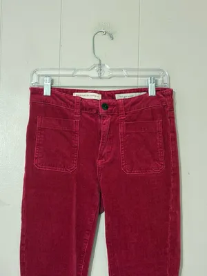 Pilcro and the Letterpress Anthropologie High Rise Skinny Corduroy Pants Magenta Size 26 thumbnail 2