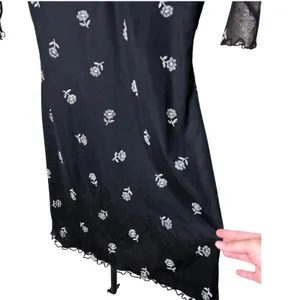 Vintage Filati 2000 Black Floral Mesh Sleeve Mini Dress‎ 90s Y2K Medium thumbnail 4