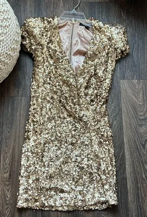French Connection Gold Sequin Dress thumbnail 1