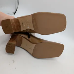 Paul Green Tan Leather Square Toe Block Heel Mid Calf Boots 4.5 UK‎ 7 US 40238 thumbnail 6
