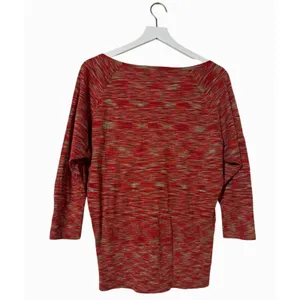 Ann Taylor LOFT Space Dye Sweater Red Multi Knit Pullover 3/4 Sleeve Medium Soft thumbnail 3