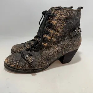OTBT Floyd Distressed Crackle Leather Combat Boots Bronze Black Womens 7M thumbnail 3