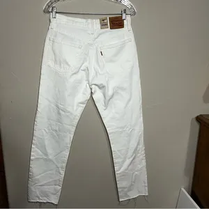 NWT Levi's 501’s White Distressed High‎ Rise Raw Hem Straight Leg Denim Jeans thumbnail 11