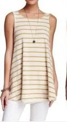 FREE PEOPLE WE THE FREE Yellow &‎ Blue Stripe Tank Top Garden Tunic EUC Small thumbnail 1