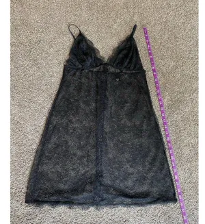 Victoria's Secret Sheer Black Lace Babydoll Slip – Size Medium thumbnail 4