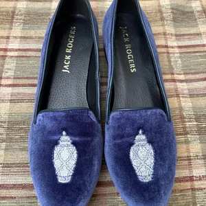 Jack Rogers Women's Navy Velvet Loafers thumbnail 1