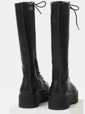 Steve Madden Black Lace-Up Knee-High Platform Boots Size 36=US 5.5-6 thumbnail 3