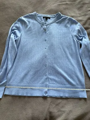 Banana Republic Womens Blue Pointelle Front Cardigan Sweater Sz L thumbnail 3