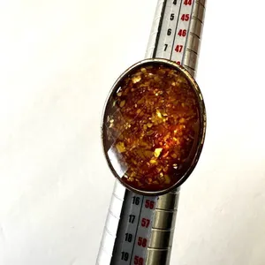 Gold tone amber tone cocktail ring Gold thumbnail 7