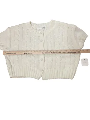 Altar'd State Ivory Short Sleeve Cable Knit Cropped Button Cardigan thumbnail 3