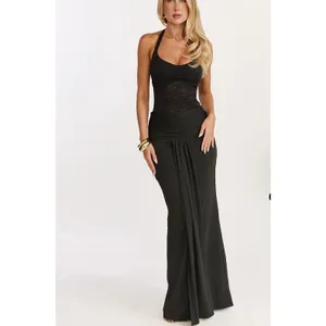 Showpo Maxi dress Halter neck Lace Melville Siuze US2 Black thumbnail 7