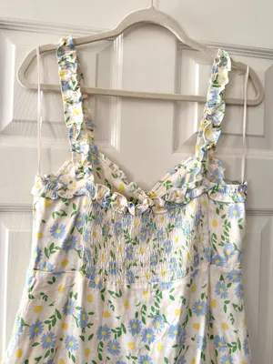 BNWT ZARA Pastel Floral Satin Sweetheart Ruffle Strap Mini Dress thumbnail 11