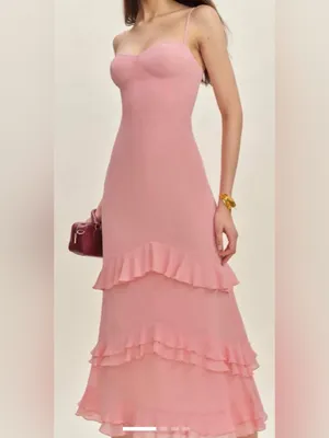 NEW REFORMATION Ellora midi pink sleeveless dress sz 10 thumbnail 3