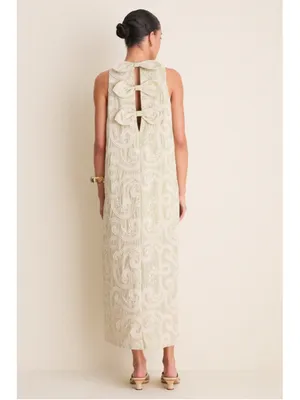 Tuckernuck Celadon Scroll Embroidered Bows Portia Dress Date Night Resort Beach thumbnail 5