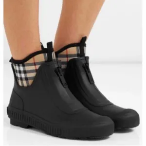 BURBERRY Check Canvas Trimmed Rubber Rain Boots thumbnail 2