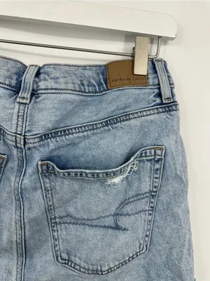 American Eagle Outfitters Denim Blue Baggy Jean Distressed Shorts Size 2 Boho thumbnail 5
