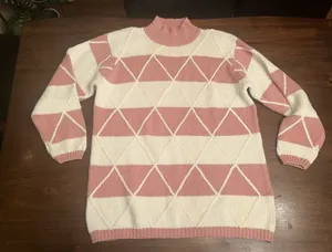 Pink and white sweater size medium vintage Coogi style thumbnail 1