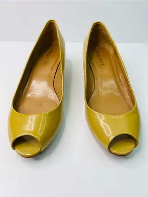 Talbots Tanish Patent Peep-Toe Flats Size 10-1/2 M with 1-1/2” Wedge Heel thumbnail 3