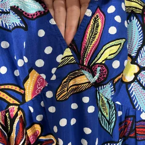 Tabitha Brown Size 0 Dress Maxi Mixed Floral Polka Dot Print Puff Sleeve thumbnail 7