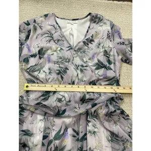Ivy City Co Sweet Caroline Floral Maxi Dress Size M Lavender Wrap Smocked Sleeve thumbnail 11