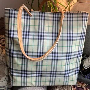 Authentic VINTAGE BURBERRY Checkered medium long tote thumbnail 2