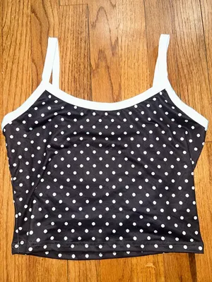 SheIn Navy Polka Dot Spaghetti Strap Tank Top NWOT thumbnail 2