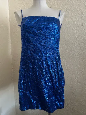 Lucy in the Sky Blue Sequin Backless Mini Dress Small thumbnail 6