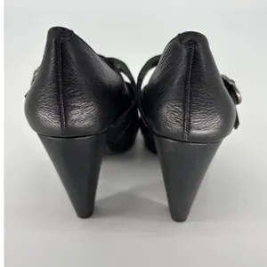 Gianni Bini Black Studded‎ Strappy Peep Toe Platform Heels Size 6.5 Goth Biker thumbnail 5