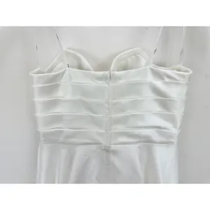 Lulus Khalida White Satin Pleated Strapless Gown Wedding Formal A Line Small NWT thumbnail 11
