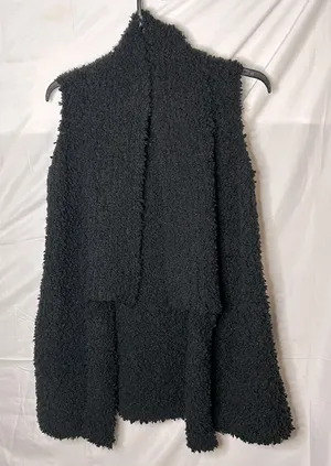 Joseph A. Women black Front Knit Sleeveless Open cardigan vest Size large thumbnail 1
