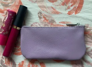 Small leather pouch jewelry bag lipstick lipgloss bag pouch lilac purple coin thumbnail 1