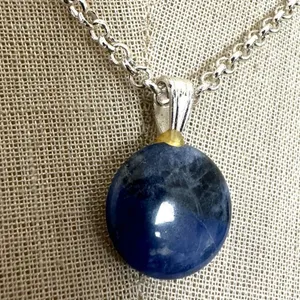 Deep Blue Sodalite Pendant Necklace Blue thumbnail 4