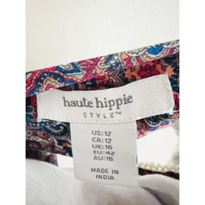 Haute Hippie Maxi Dress‎ Boho Flutter Sleeve Cotton Flounce Hem Floral Sz 12 thumbnail 6