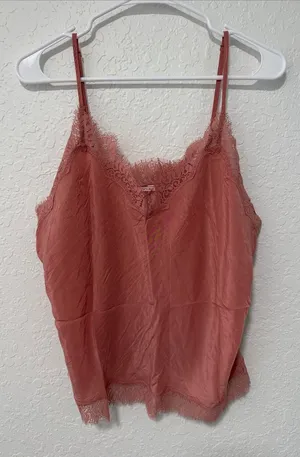 VICTORIAS SECRET Lace-Trim Cami Top in Dusty Rose Size XL thumbnail 1