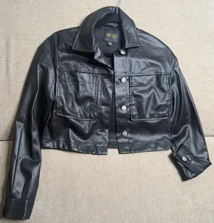 Truth NYC Black faux leather cropped jacket thumbnail 1