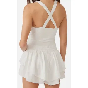 FP Movement Free People White Ruffle Skort Keep it Real Romper Drawstring Size M thumbnail 2