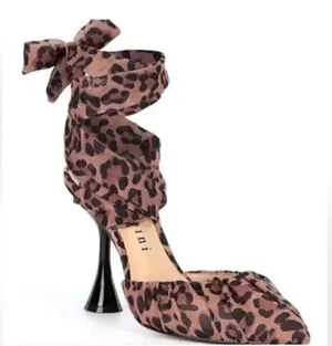 Gianni Bini Leopard Print Chiffon Lace Up Pump(Size 6M) thumbnail 1