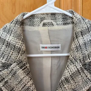 Trixi Schober Tweed Blazer Jacket Women's Size‎ 12 Black White Multi-Color thumbnail 2