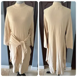 SNDYS tied up mock neck knit tunic dress in sand thumbnail 4