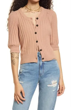 Free People Sloane Cardigan — Tan thumbnail 1