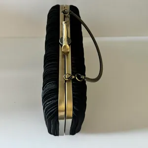& Other Stories Black Pleated Clutch Golden Metal Purse Bag thumbnail 5