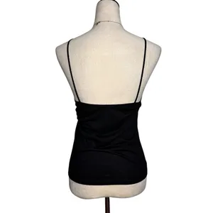Black Sheer Mesh Embellished‎ Tank Top Boho Festival Goth Y2K Spaghetti Strap thumbnail 3