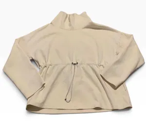 Varley Sweatshirt Women L Cream Cinch Waist Mock Neck Pullover Athleisure thumbnail 1