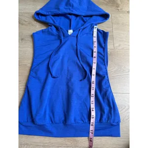 NWOT Halara Hooded Drawstring Sleeveless Cropped Running Tank Top blue size XS thumbnail 4