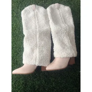 Women's US 9, Sherpa Fold Over Boots Knee High Cowboy Boots Chunky High thumbnail 7