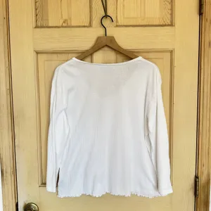 Vintage Y2K 100% Cotton Lauren Ralph Lauren Ribbed 3/4 Sleeve top Lettuce Hem thumbnail 6