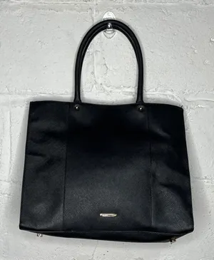 Rebecca‎ Minkoff Women's Black Gold Embossed Leather Shoulder Tote Bag thumbnail 1